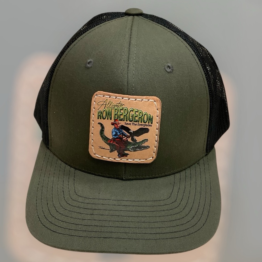 Alligator Row Bergeron Hat, Save the Everglades, Olive Green, Adjustable Size